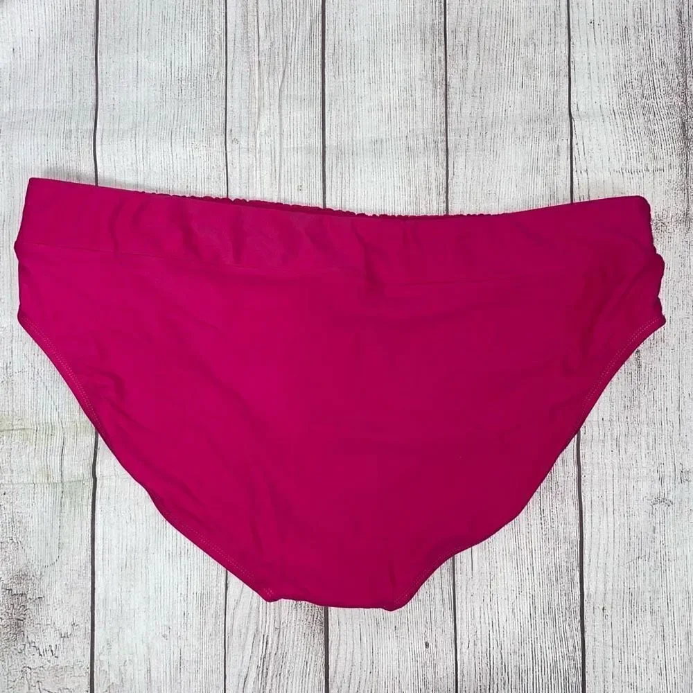 Time & Tru women 3X 24W-26W mid rise pull on bikini bottoms pink brand new